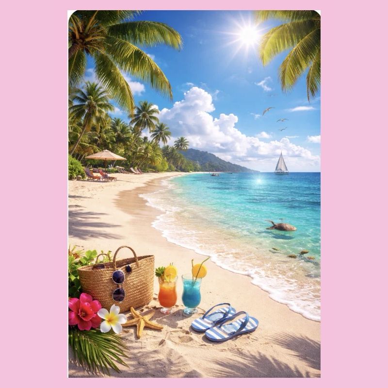 Paradis des palmiers de rêve de plage tropicale