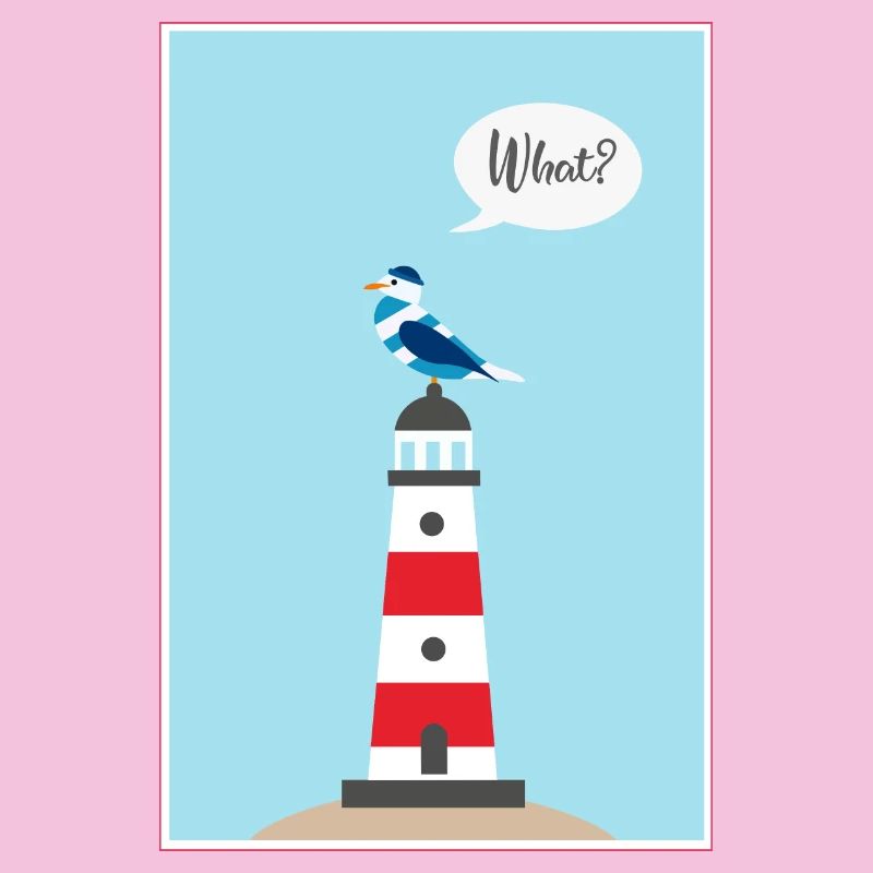 Lighthouse - Seagull - Comic - Gift