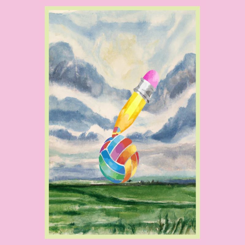 Paysage aquarelle avec boule