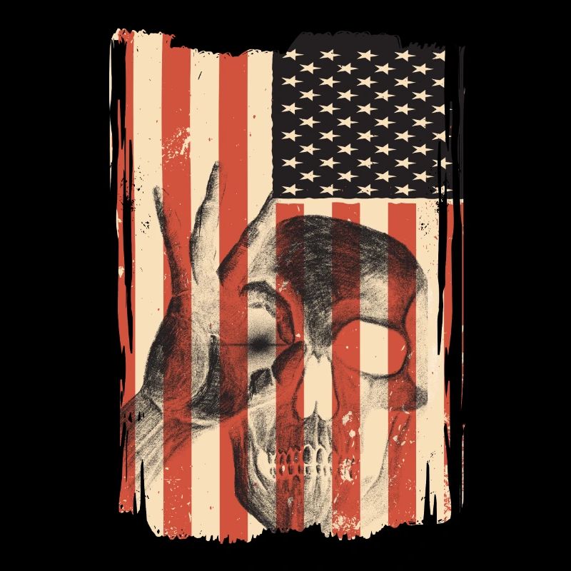 USA flag with skull