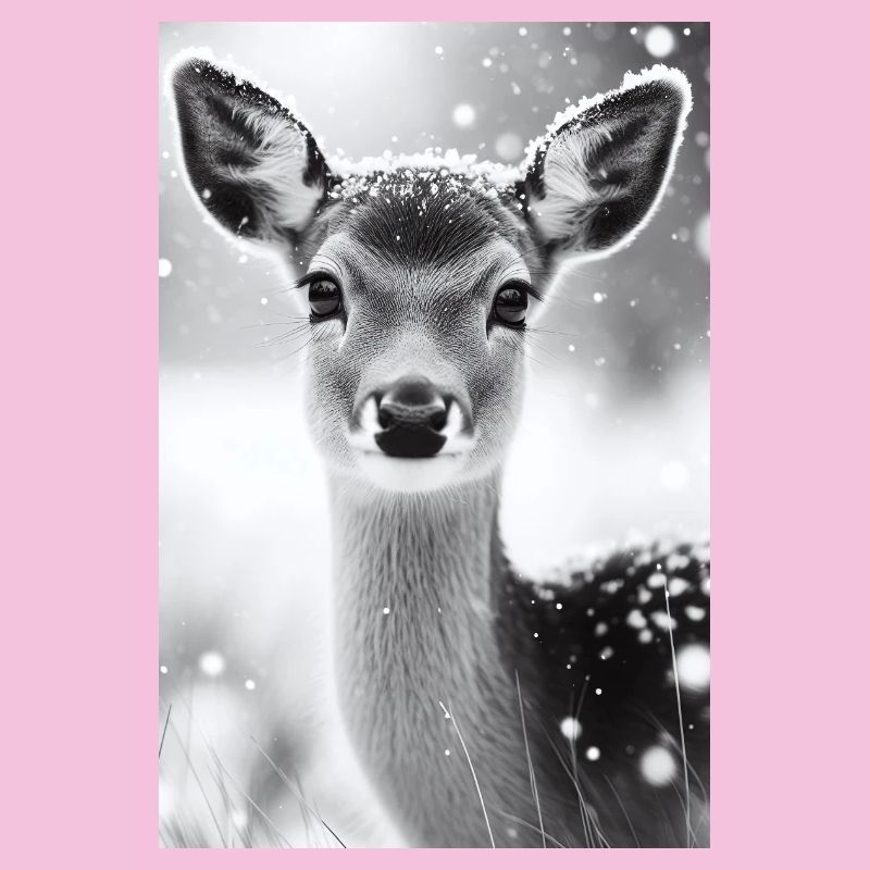 Cerf tranquille dans la forêt enneigée