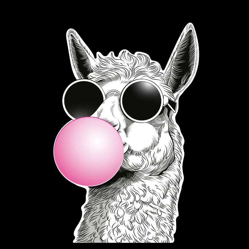 Bubble llama with humorous sunglasses
