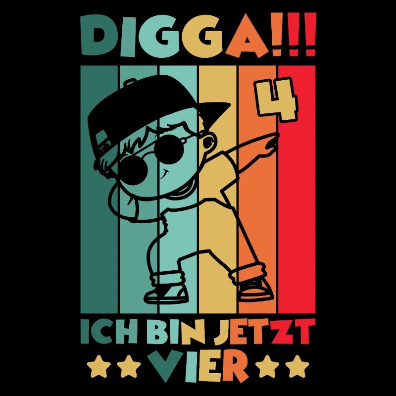 Digga Ich Bin 4 Jahre 4 Geburtstag Dabbing Junge