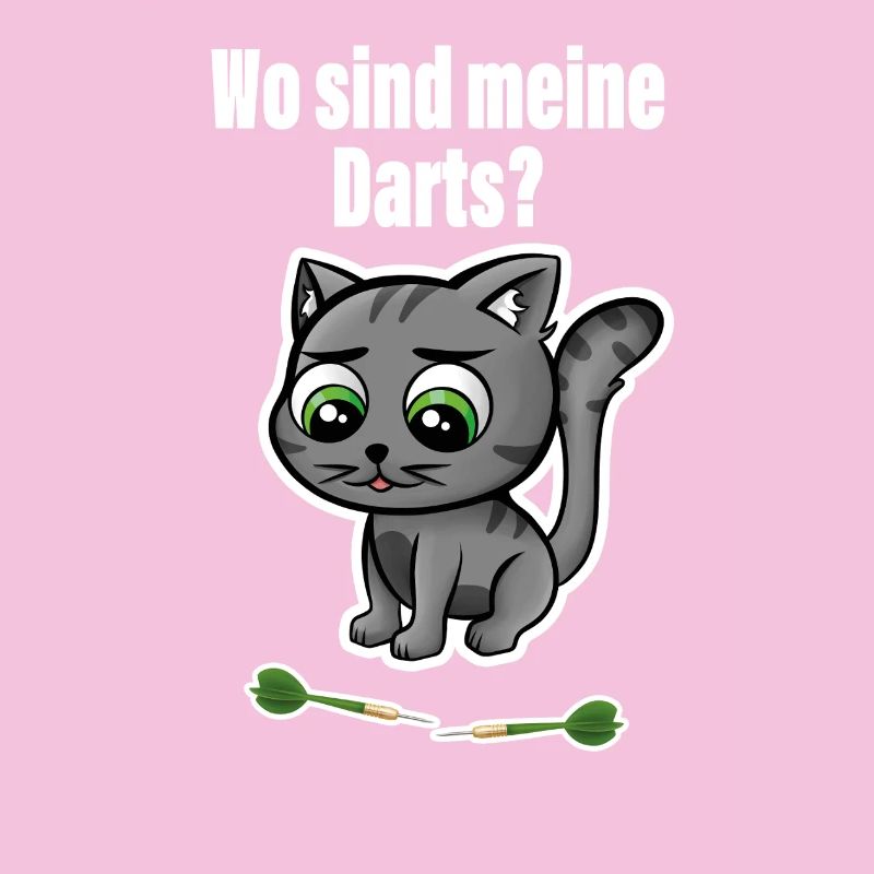 Un chat mignon est à la recherche de ses fléchettes ! Parfait pour les amateurs de fléchettes