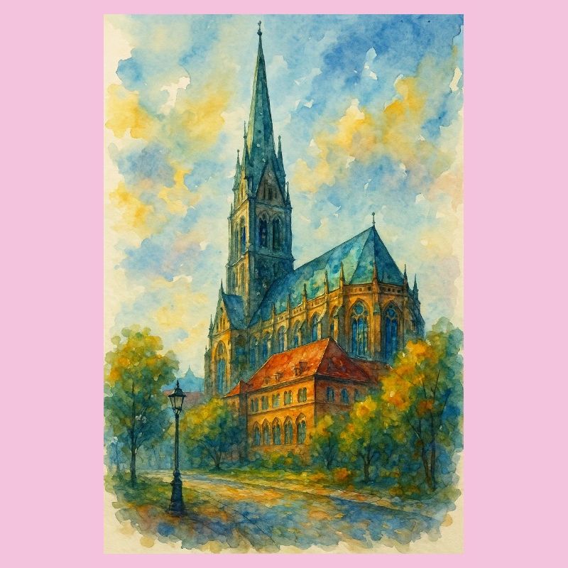 Gothische Kirche im impressionistischen Stil