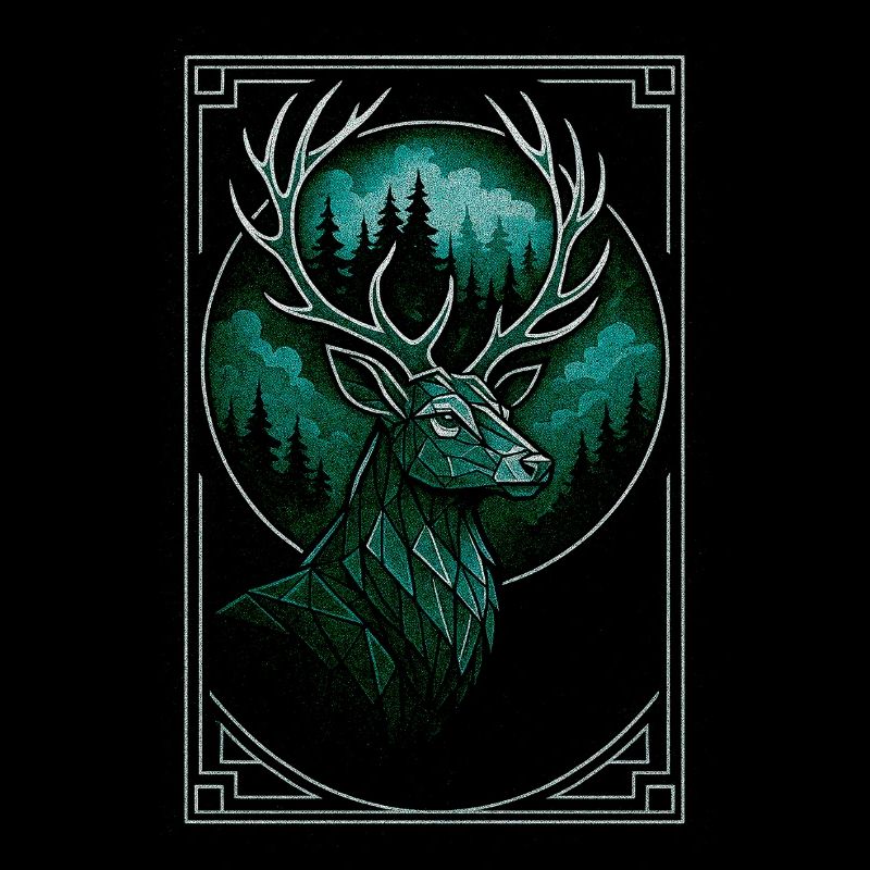 Mystische Wald Hirsch Illustration