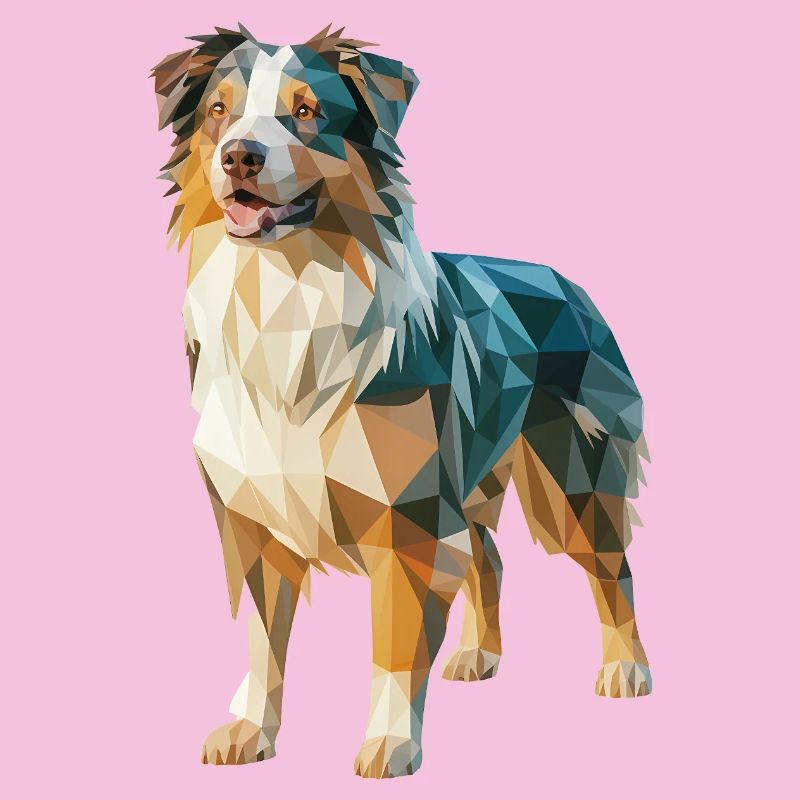 Australian Shepherd - Cool Low Poly  Logo