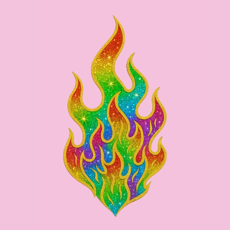 Rainbow Fire Glitter Flame