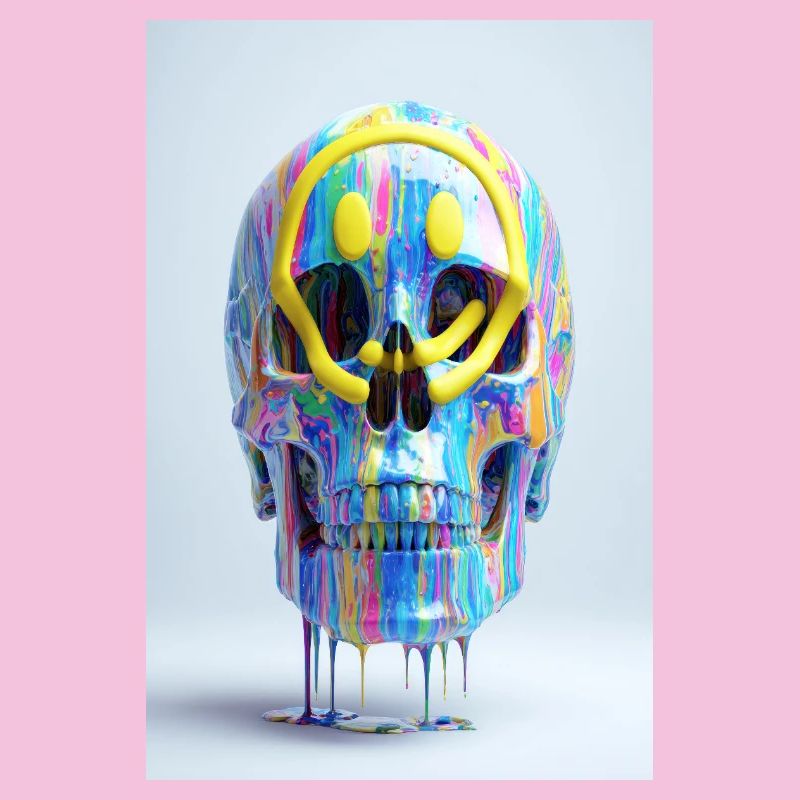 Psychedelic Skull with Smile Goggles