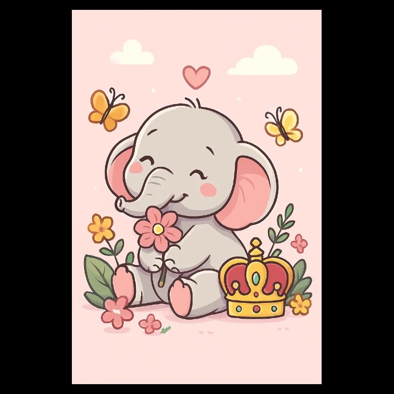 Éléphant pastel couronné