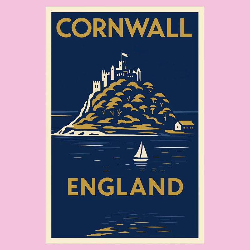 Cornwall England – Art Deco Travel Poster