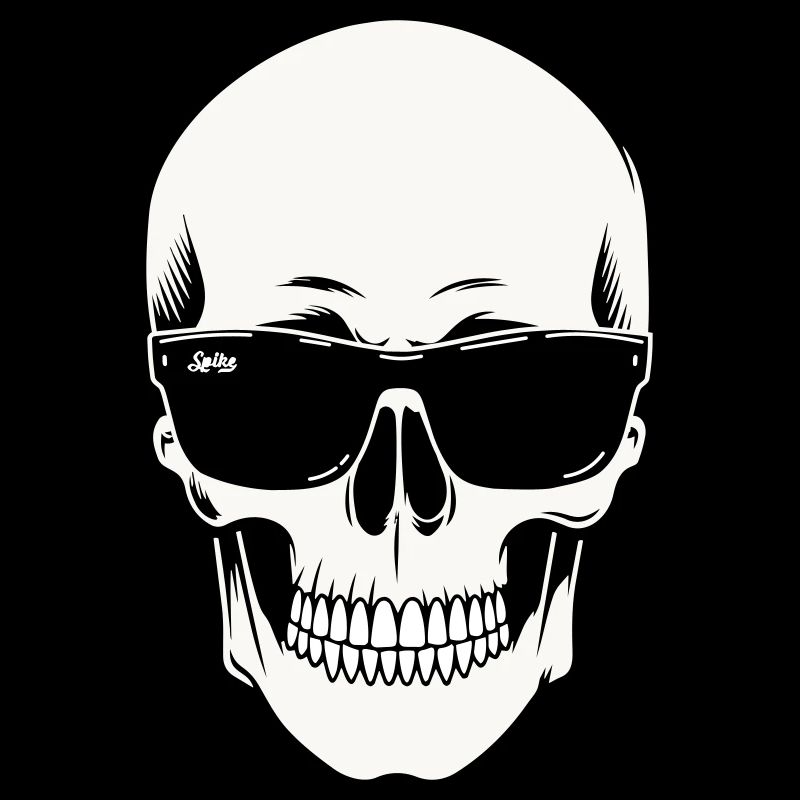 Squelette avec lunettes de soleil en noir et blanc vectoriel