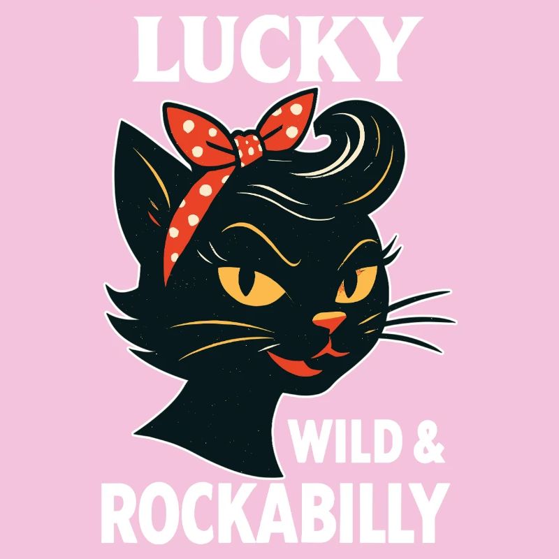 Lucky, Wild & Rockabilly: Black Retro Cat