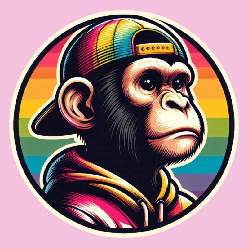 Affe Hoodie Cap Regenbogen