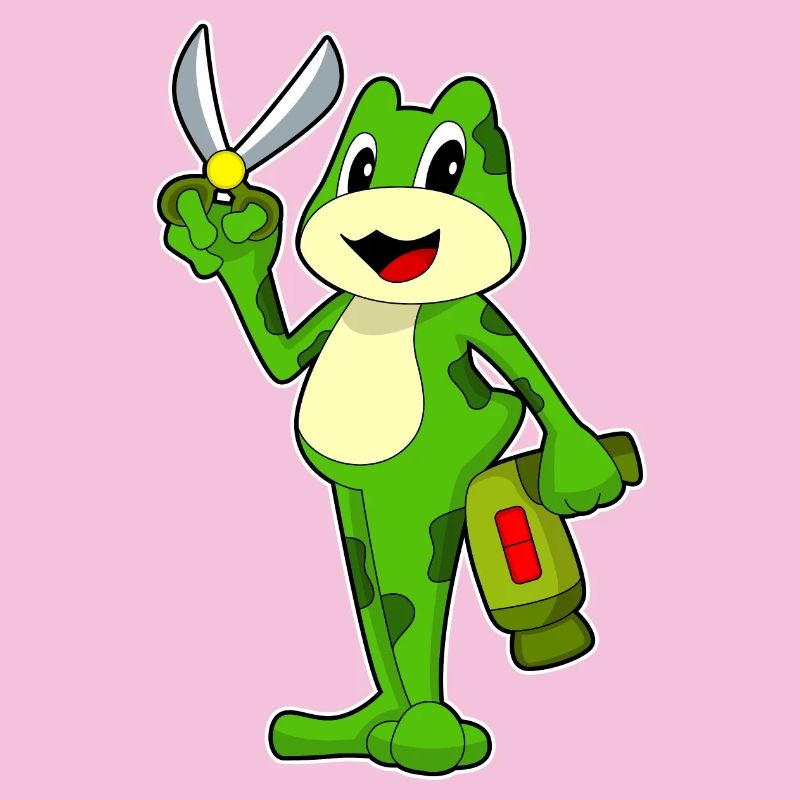 Grenouille Coiffeur Ciseaux Sèche-cheveux