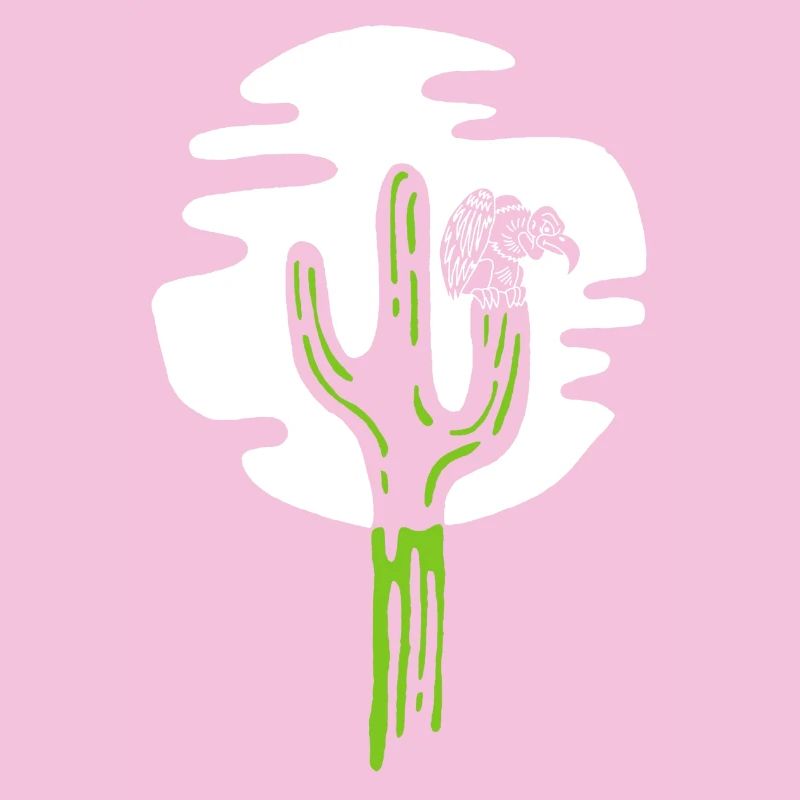 Cactus et vautour sous la lune