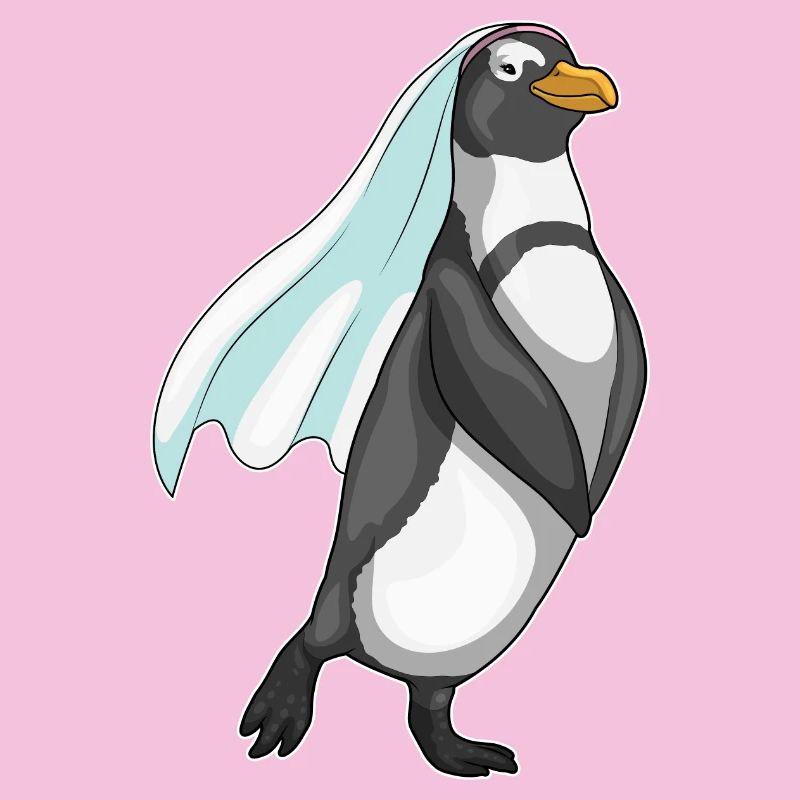 Pingouin voile de mariée mariage