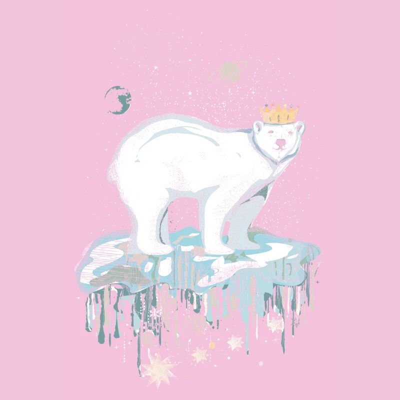 Majestätischer Eisbär mit Krone auf Eisscholle