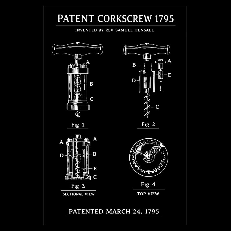 Vintage Corkscrew Patent Blueprint