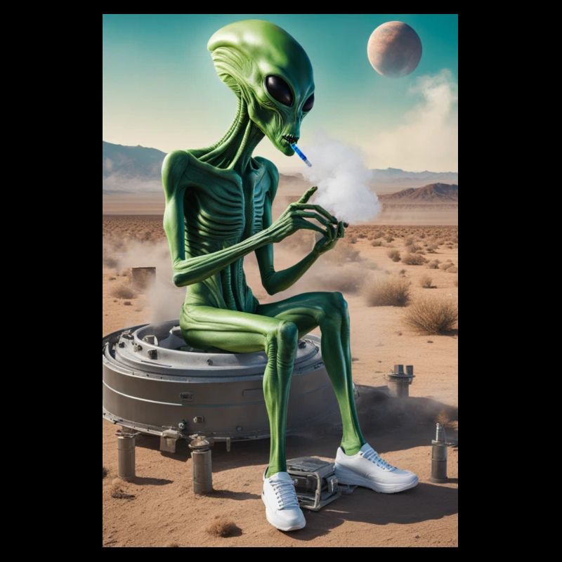 Alien dampft in Wüstensand