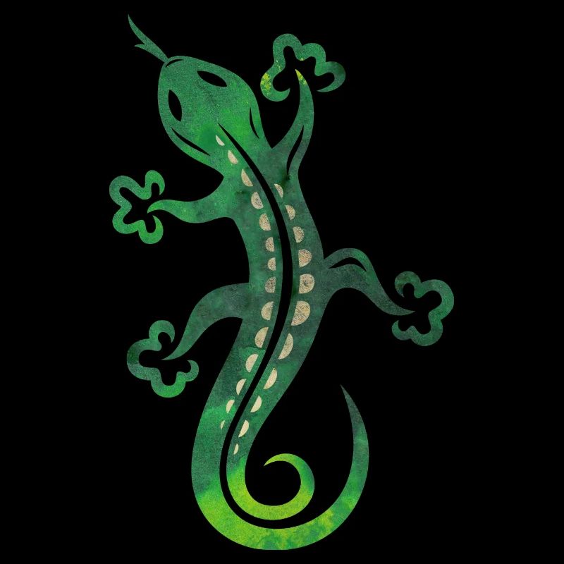 Lézard vert, salamandre, gecko.