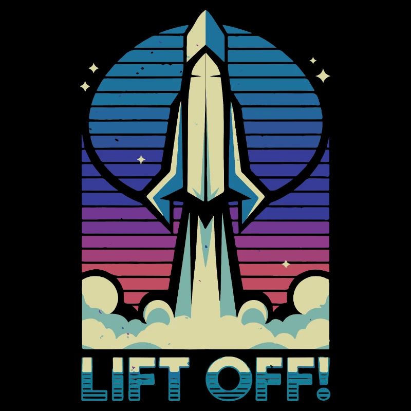 Retro Rocket Launch Illustration