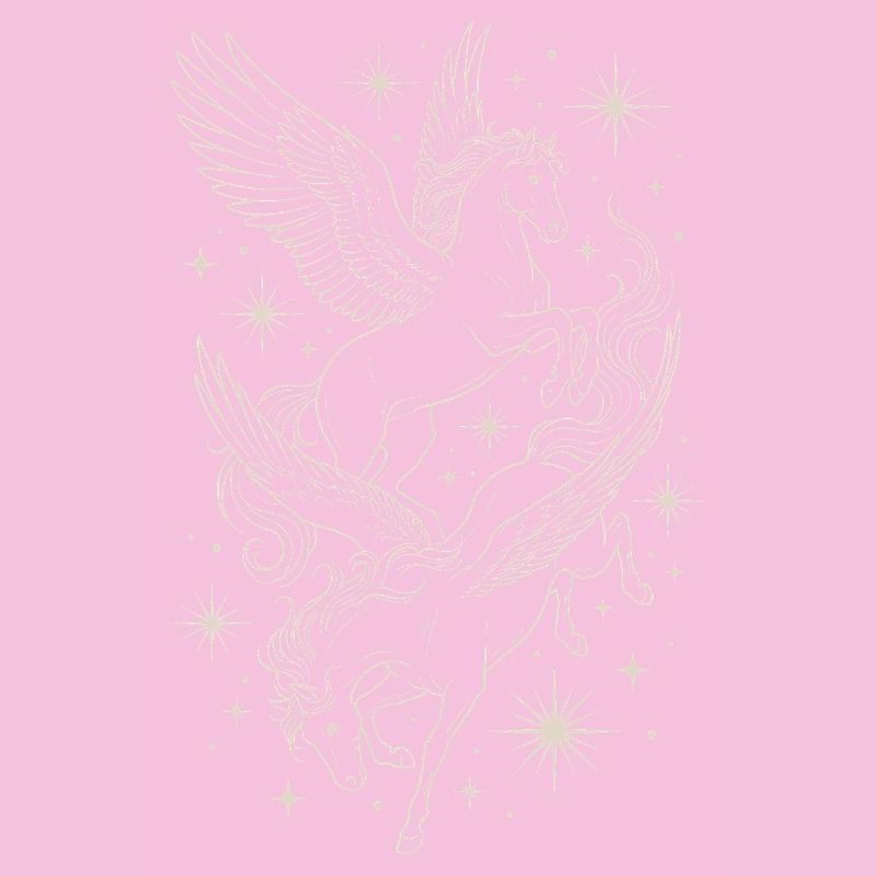 Two Celestial Pegasus Horses Between Stars