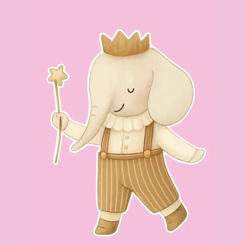Royal elephant in overalls