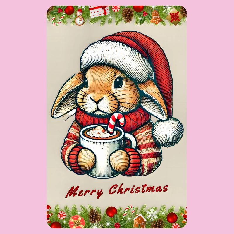 Lapin de Noël avec chocolat chaud