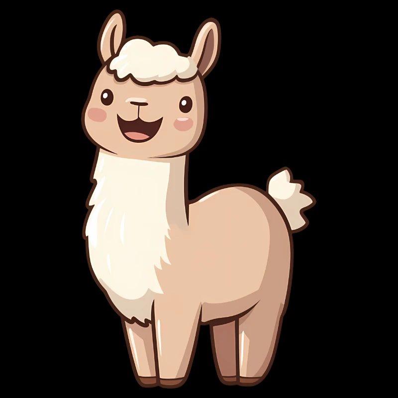 Cute Happy Smiling Alpaca - Adorable Cartoon