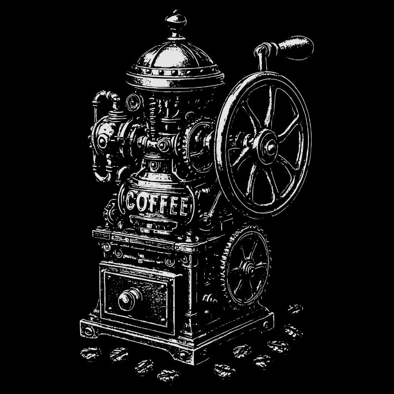 Emblème vintage du moulin à café steampunk