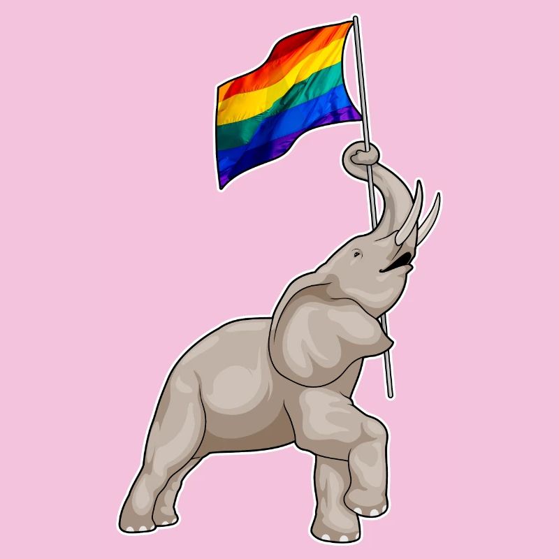 Elephant Rainbow Flag