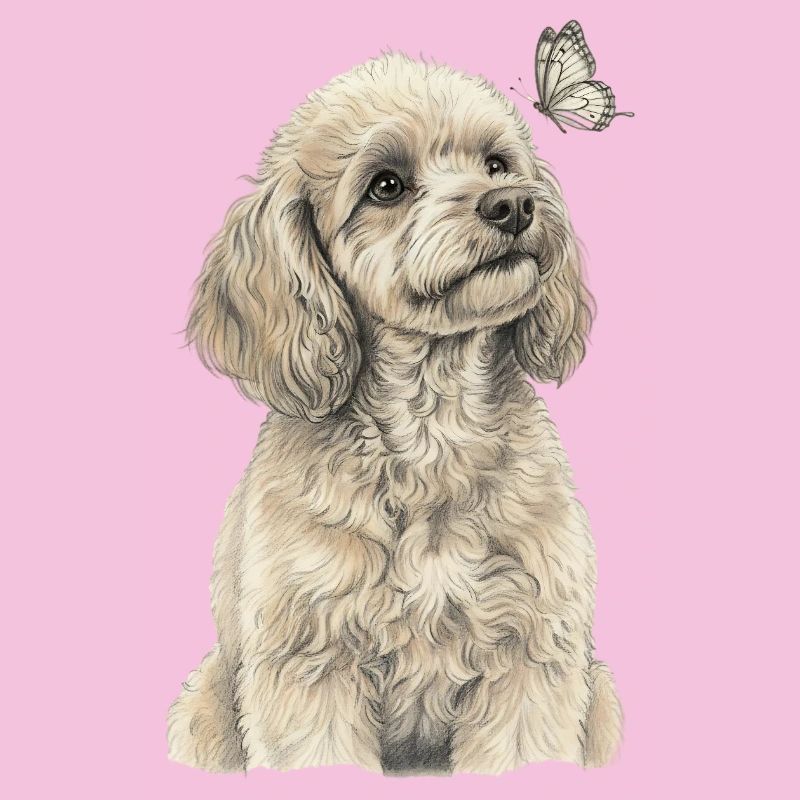 Pudel  mit Schmetterling Hund Goldendoodle