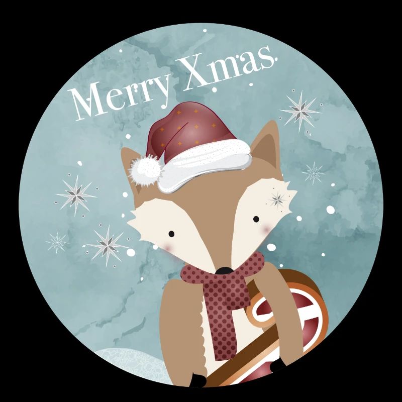 renard doré pour Noël avec chapeau de Noël