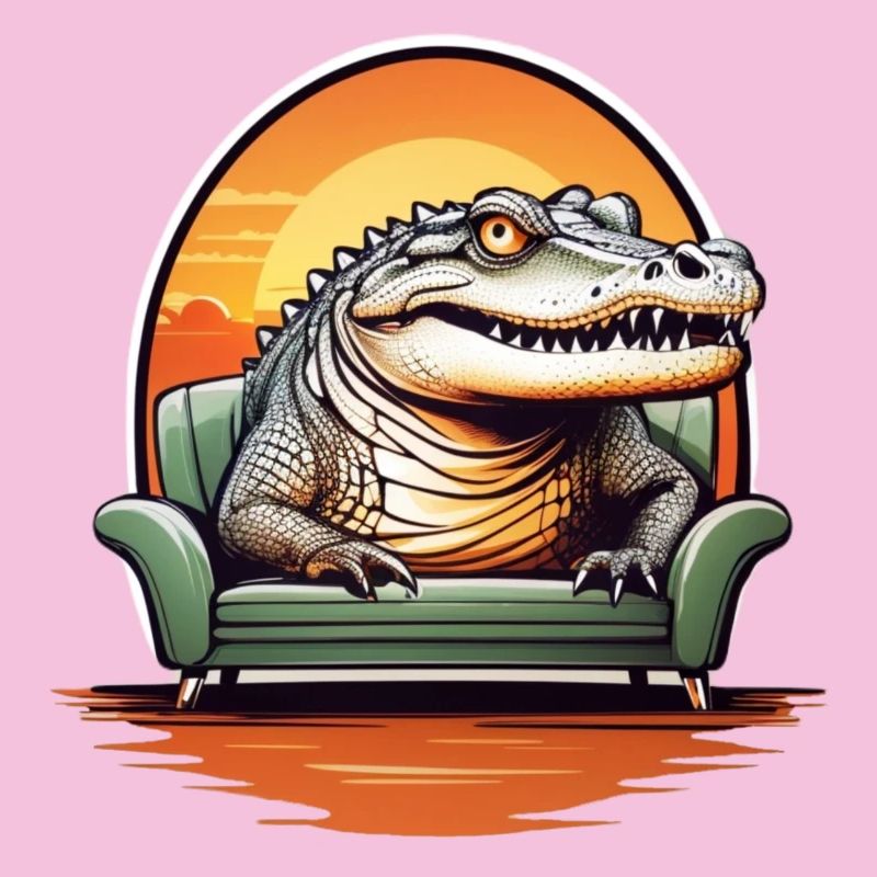 Alligator on sofa