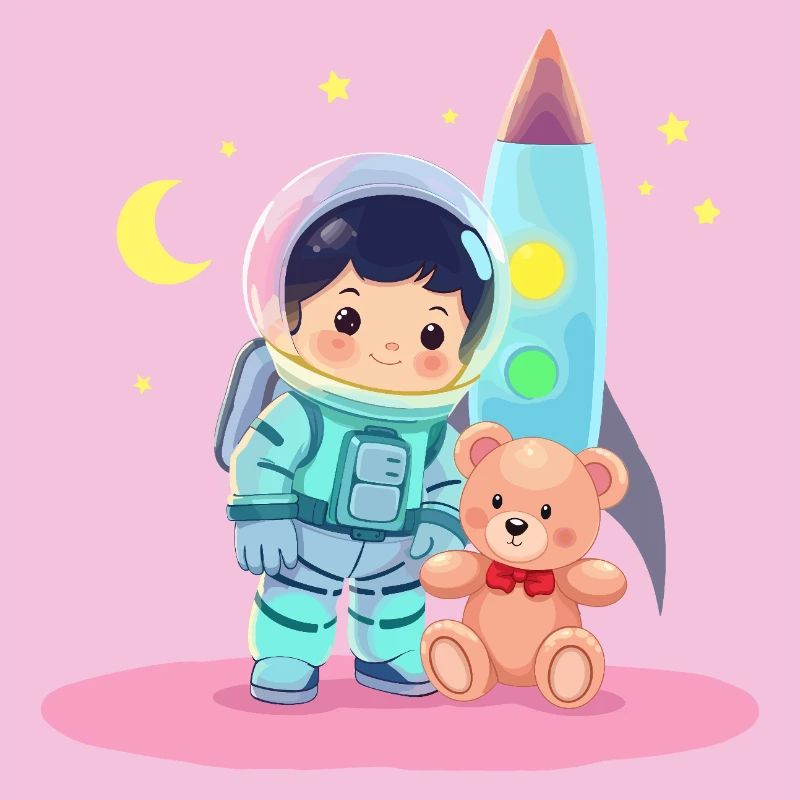 Astronaute avec ours en peluche