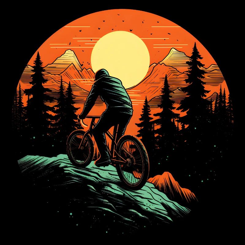 Mountain biking illustration