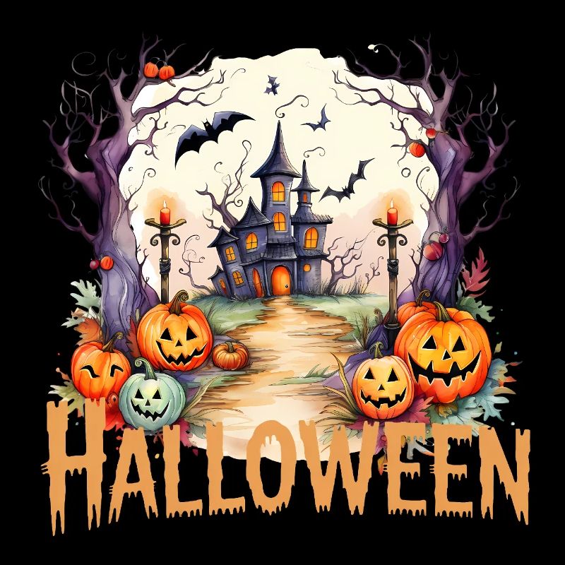 Halloween lantern path to the haunted mansion