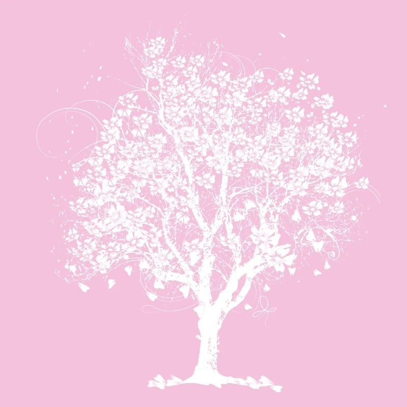 Spring tree in bloom – black and white artwork