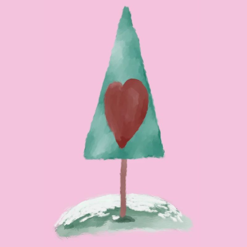 Herzbaum Wasserfarbenillustration