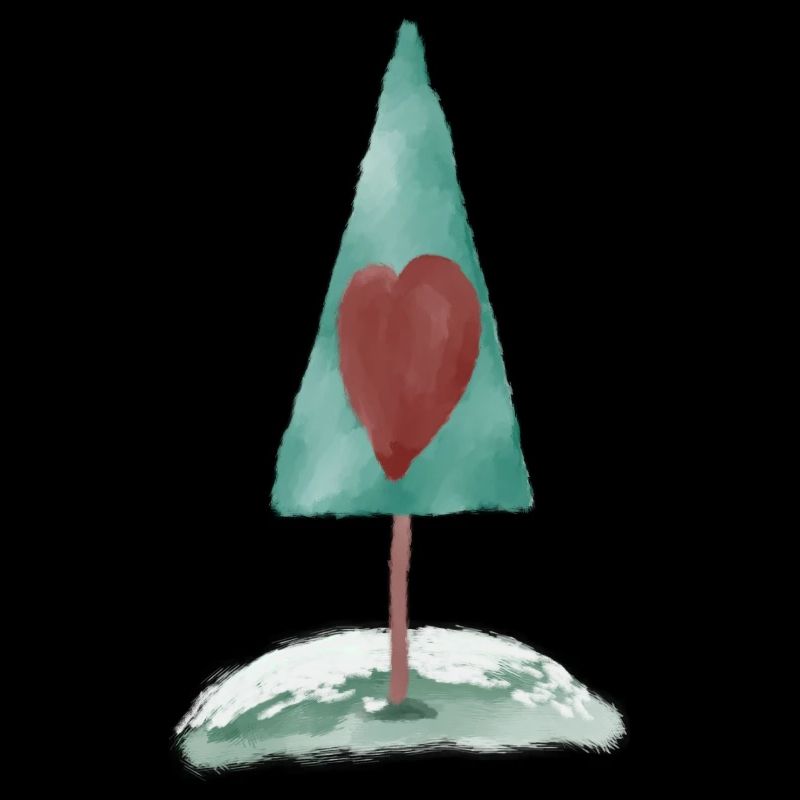 Herzbaum Wasserfarbenillustration