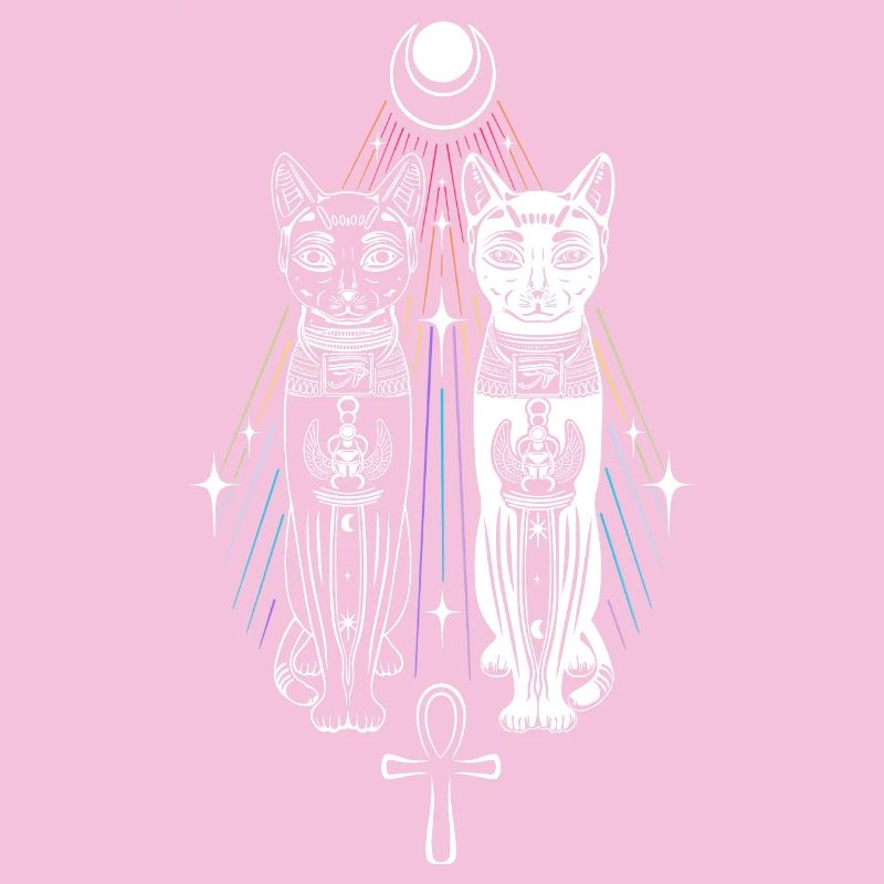 Two Bastet Cats Duality Ankh Cat Goddess