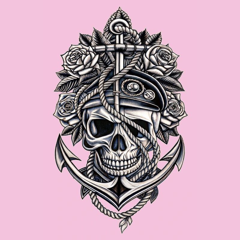 Navy skull anchor gothic skull