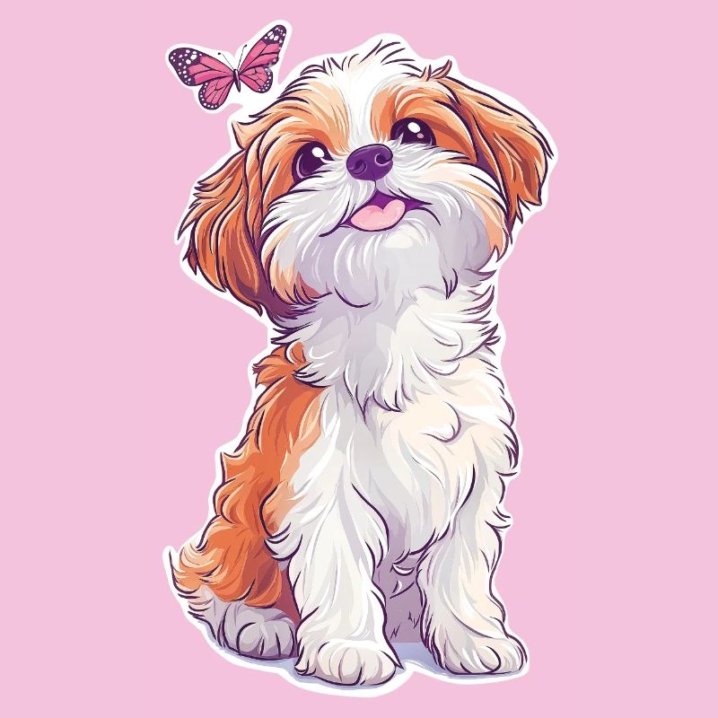 Shih Tzu et papillon