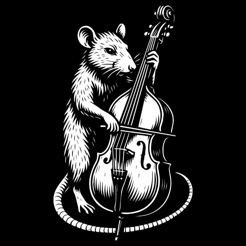 Le rat drôle joue de la contrebasse