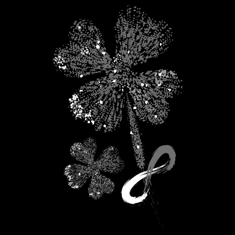 Kleeblätter mit Unendlichkeitssymbol. Glitter.