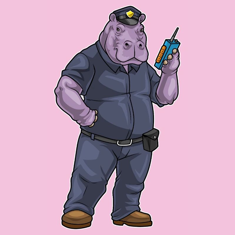 Hippopotamus Policeman Microphone Police
