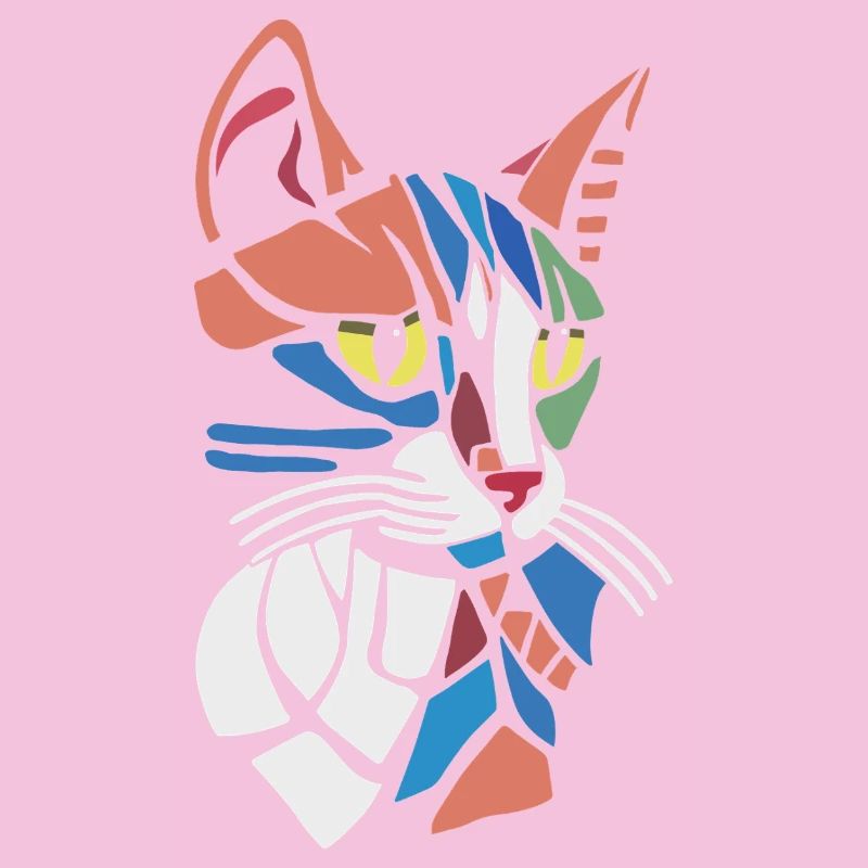 Abstract Geometric Cat Lover