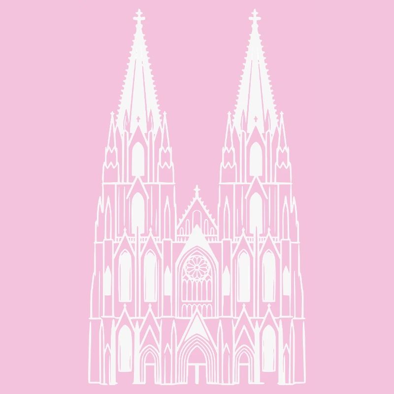 Cathédrale de Cologne Design White Sillouette