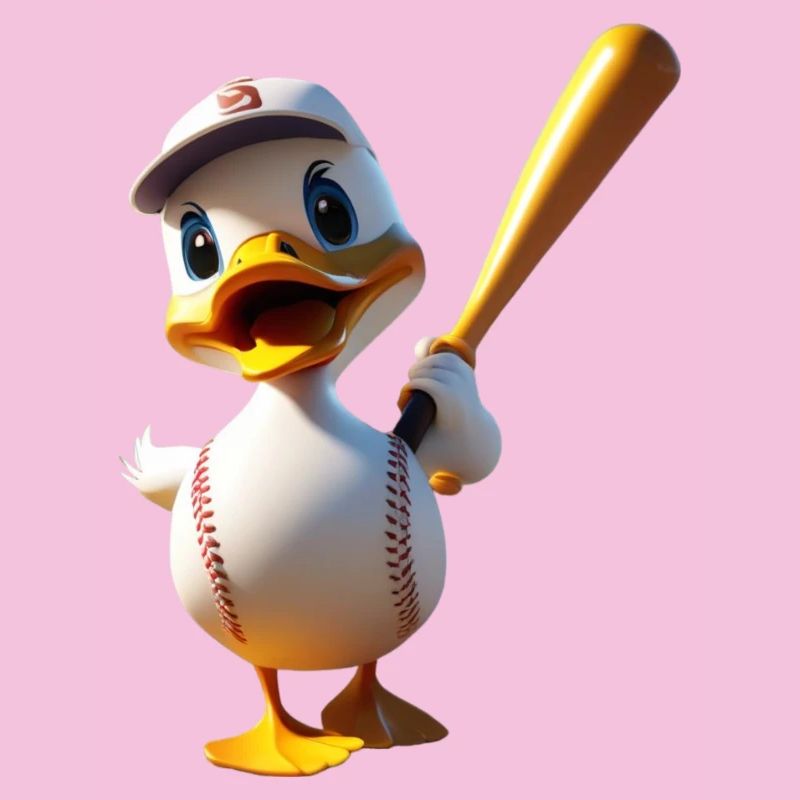 Dessin animé de baseball batteur de canard